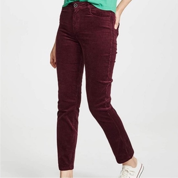 Paige Hoxton Ankle Slim Corduroy Pants Size 27 Dark Currant Wine - Picture 1 of 11